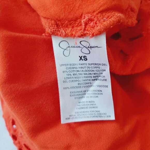 Jessica Simpson "Kalypso" Flare Sleeve Embroidered Boho Top In Blood Ora… - Picture 6 of 16